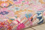 5' X 7' Gray and Pink Floral Power Loom Distressed Area Rug