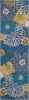 8' Blue Floral Power Loom Runner Rug