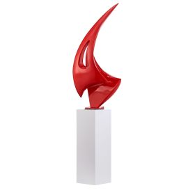 Red Sail Floor Sculpture With Stand, 70" Tall (Color: White)